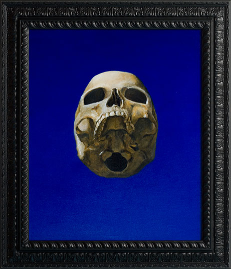 Pop Surrealism Skull Painting by Los Angeles Artist Chris Peters