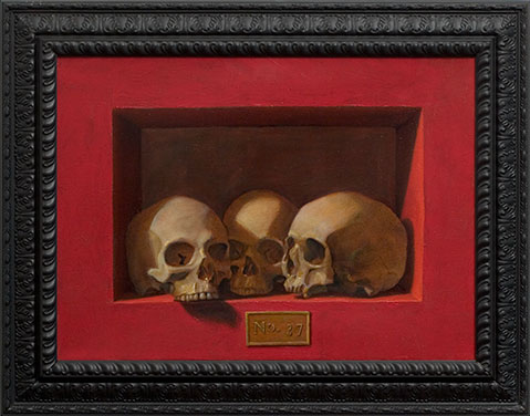 Pop Surrealism Skull Painting by Los Angeles Artist Chris Peters